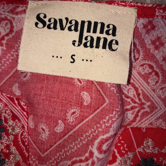 Savanna Jane Pink Bandanna  Print Mexican Embroidered Tunic  Top, Size Small - Picture 12 of 13